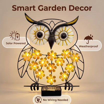 Solar Metal Owl Light - Hanging Garden Outdoor Decor