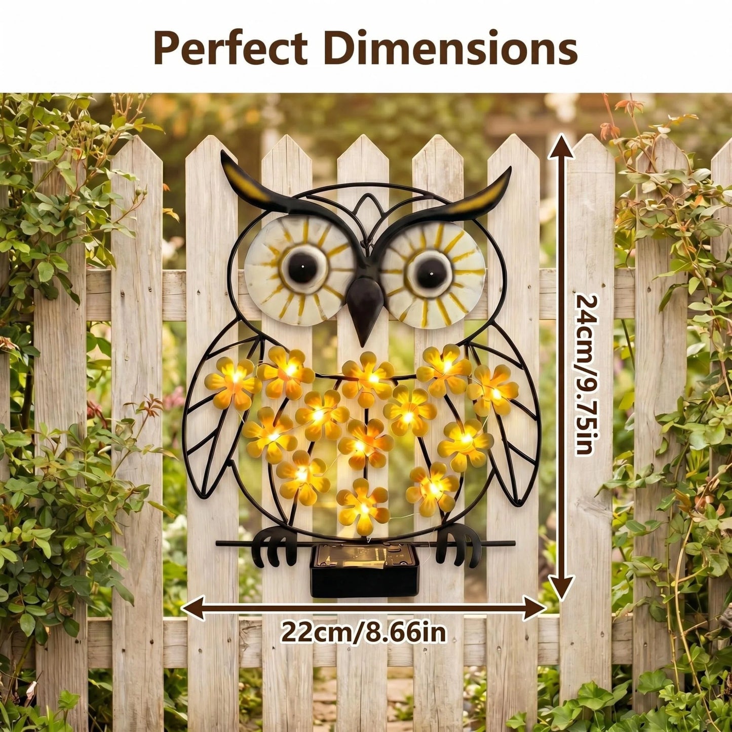 Solar Metal Owl Light - Hanging Garden Outdoor Decor
