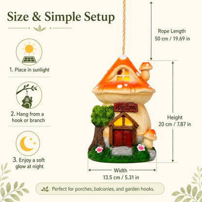 Solar Mushroom House Hanging Light for Garden Decor