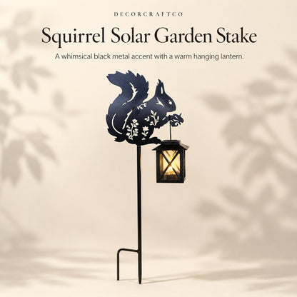 Metal Squirrel Solar Garden Stake Light for Yard Decor