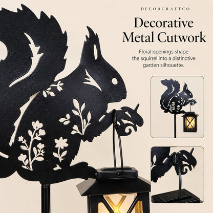 Metal Squirrel Solar Garden Stake Light for Yard Decor