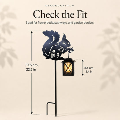 Metal Squirrel Solar Garden Stake Light for Yard Decor