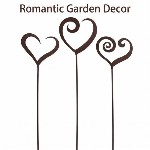 3pcs heart metal garden stake outdoor yard decor