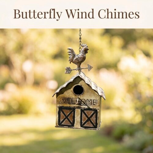 rustic metal birdhouse hanging decor for garden patio