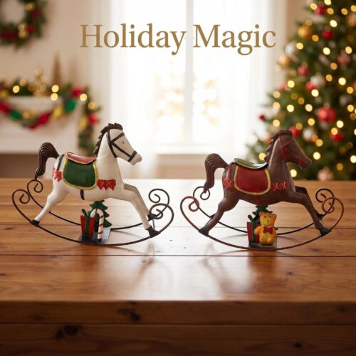 christmas metal rocking horse decoration