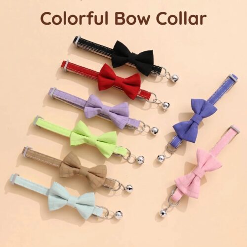 bow tie bell pet collar for cats & small dogs