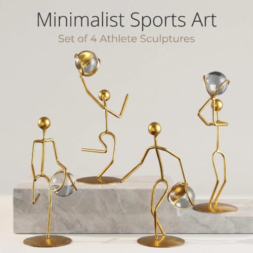 golden iron sports man crystal ball desktop decor ornament
