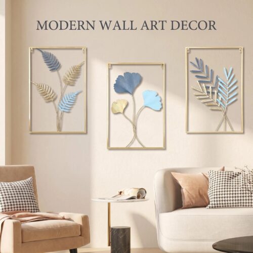 gold frame metal leaf wall art modern luxury wall decor