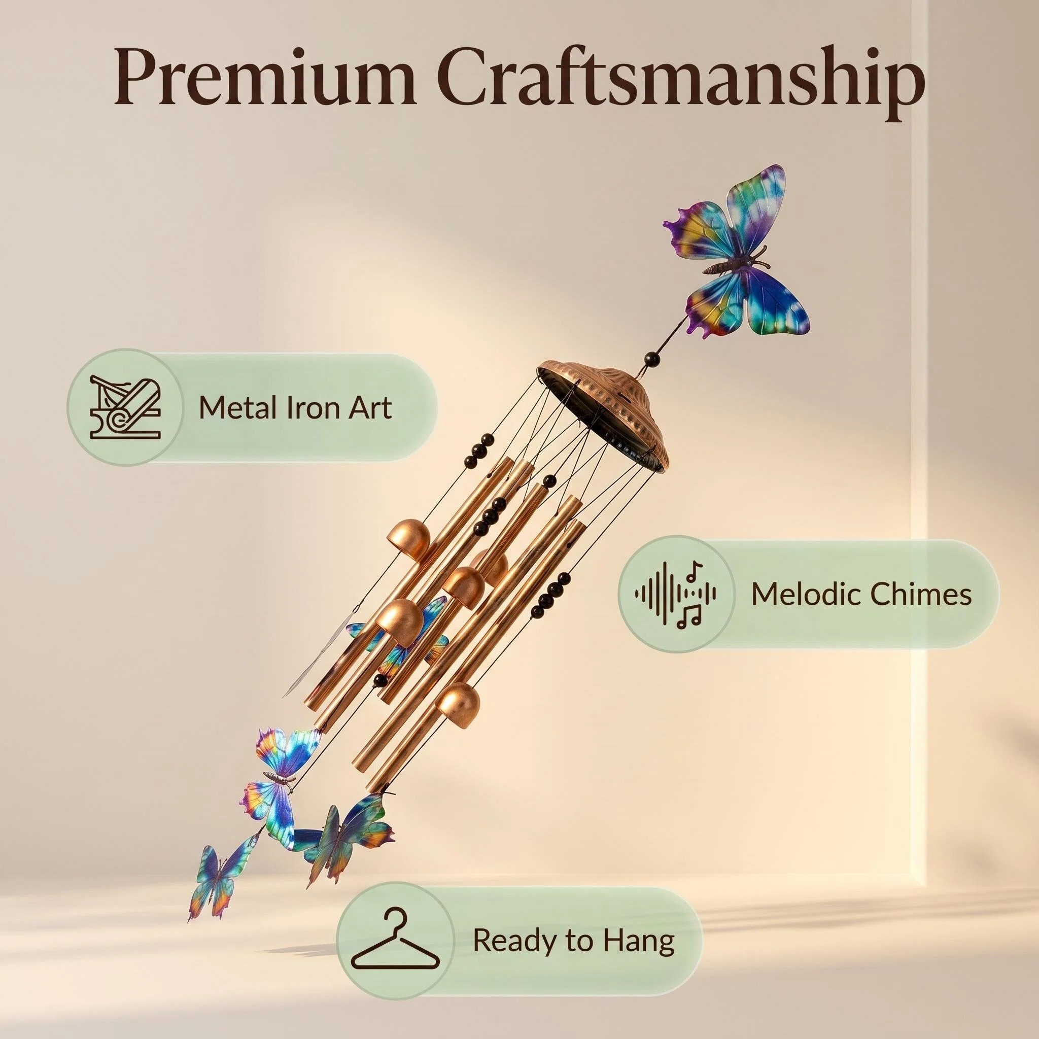 colorful butterfly metal wind chime 4 tube outdoor garden hanging decor for patio balcony yard colorful butterfly metal wind chime 4 tube outdoor garden hanging decor for patio balcony yard