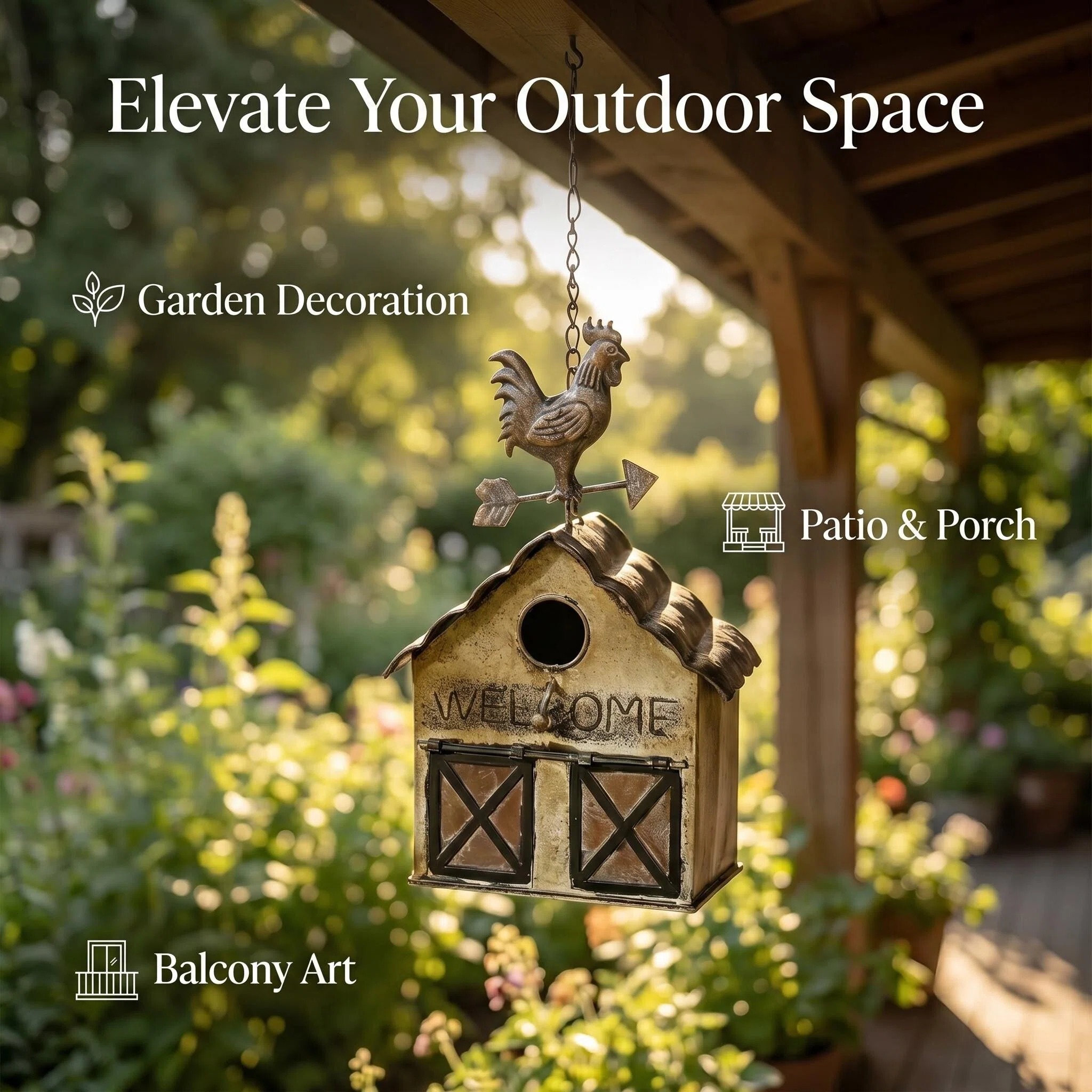 rustic metal birdhouse hanging decor for garden patio rustic metal birdhouse hanging decor for garden patio