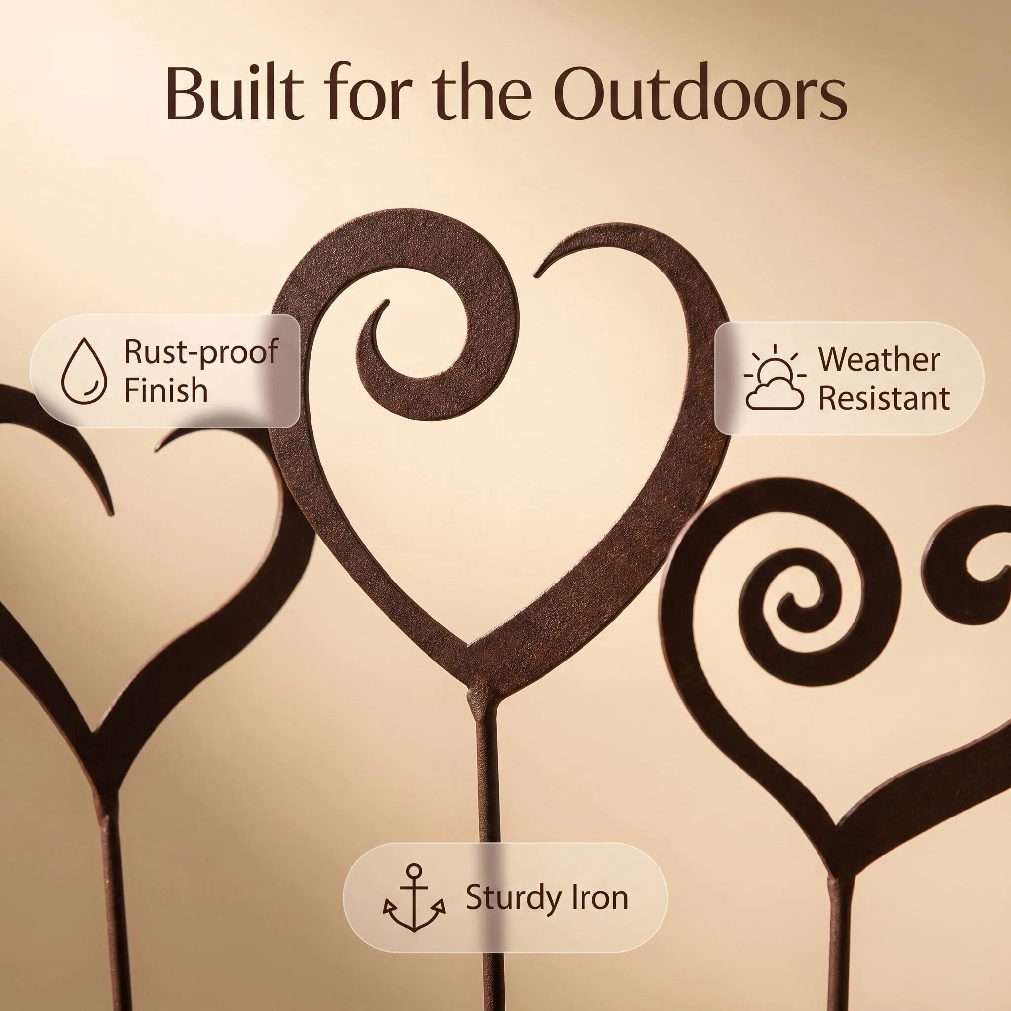 3pcs heart metal garden stake outdoor yard decor 3pcs heart metal garden stake outdoor yard decor