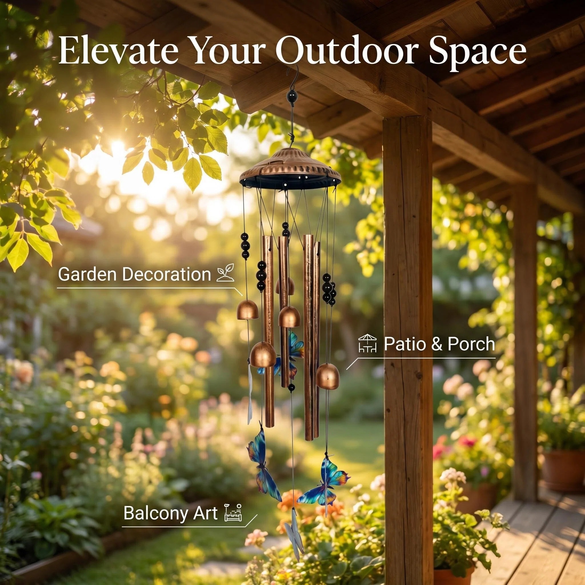 colorful butterfly metal wind chime 4 tube outdoor garden hanging decor for patio balcony yard colorful butterfly metal wind chime 4 tube outdoor garden hanging decor for patio balcony yard