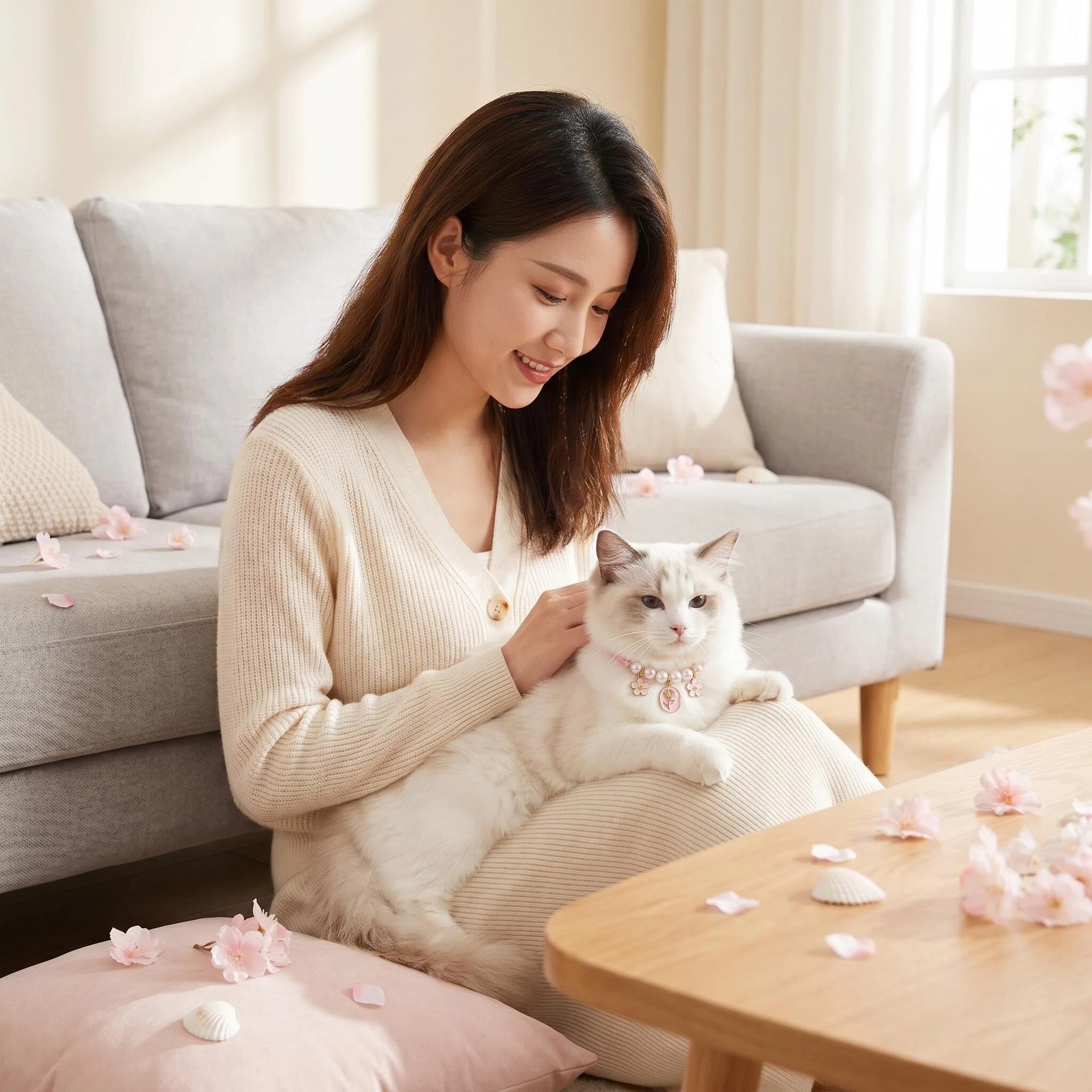cherry blossom pearl pet collar for cats & small dogs cherry blossom pearl pet collar for cats & small dogs