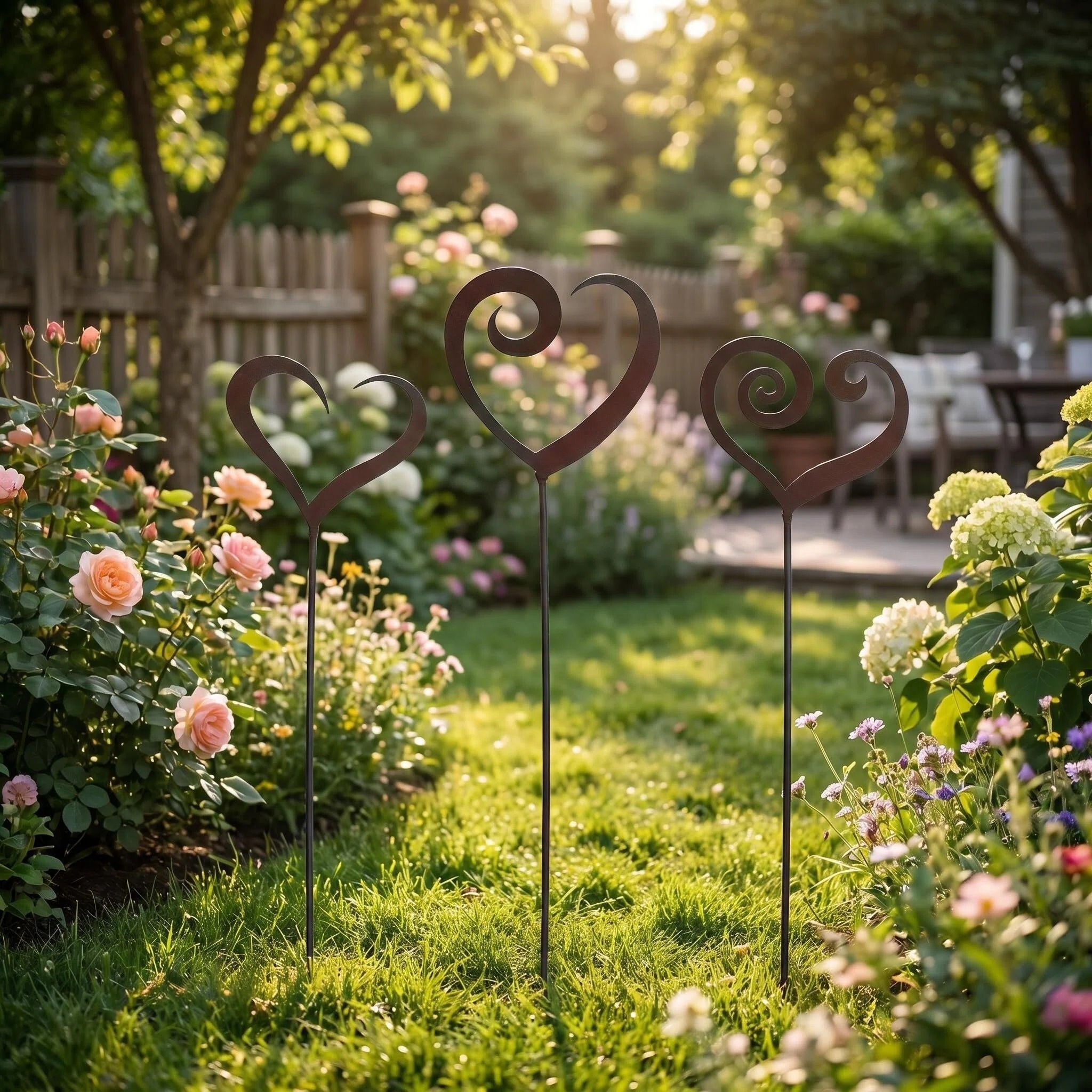 3pcs heart metal garden stake outdoor yard decor 3pcs heart metal garden stake outdoor yard decor