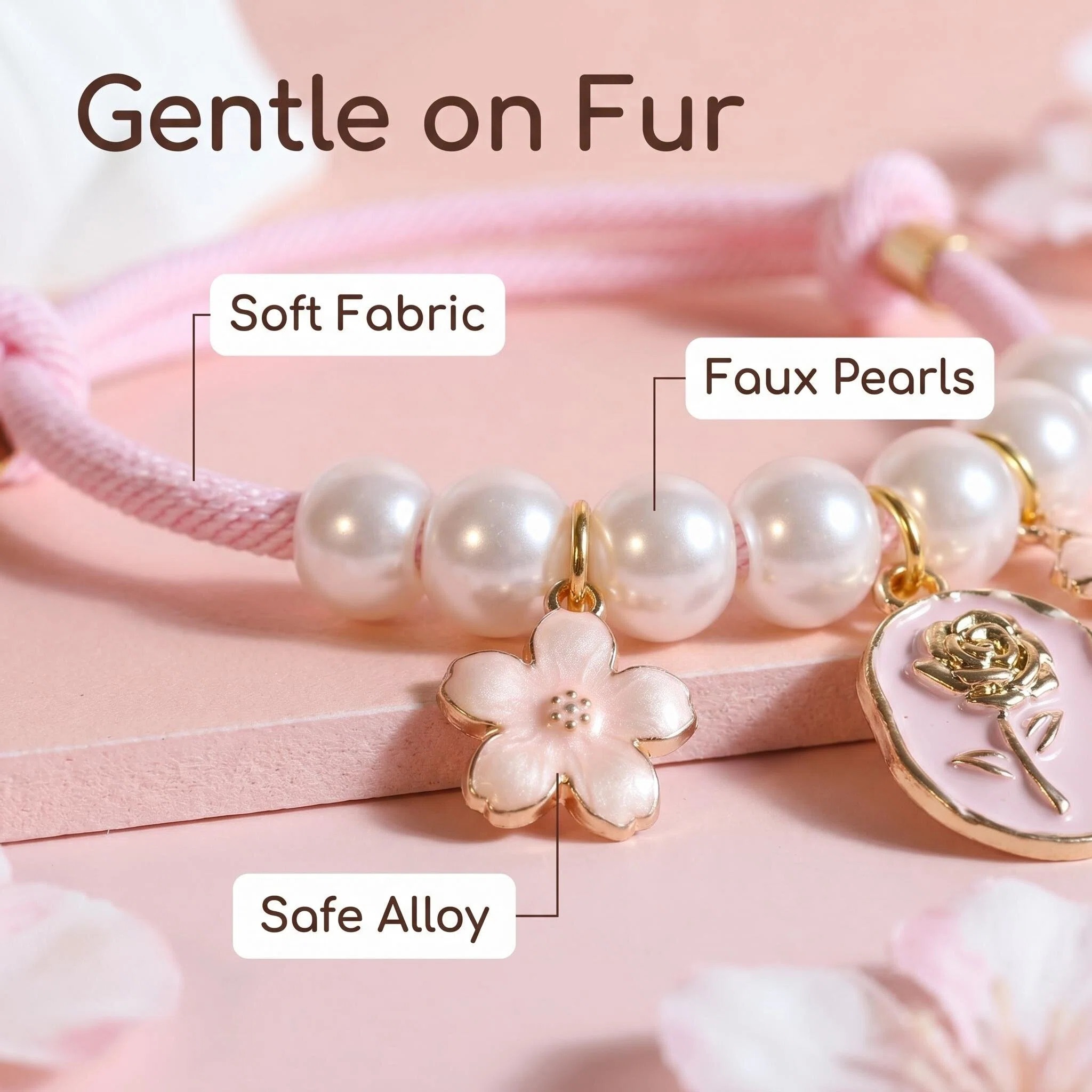 cherry blossom pearl pet collar for cats & small dogs cherry blossom pearl pet collar for cats & small dogs